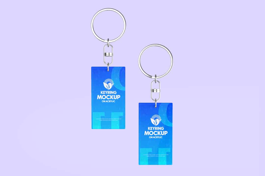 Blue keyring mockup