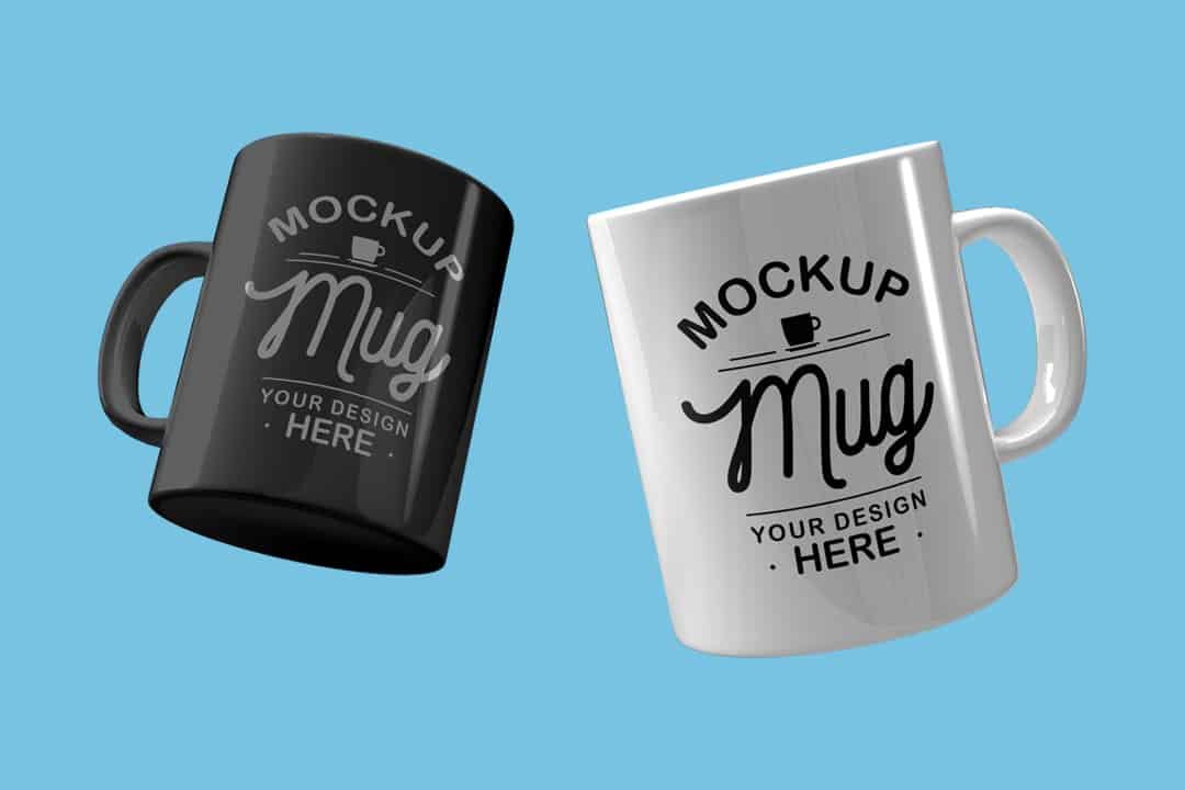 Black and white mockup mugs for a hot beverage