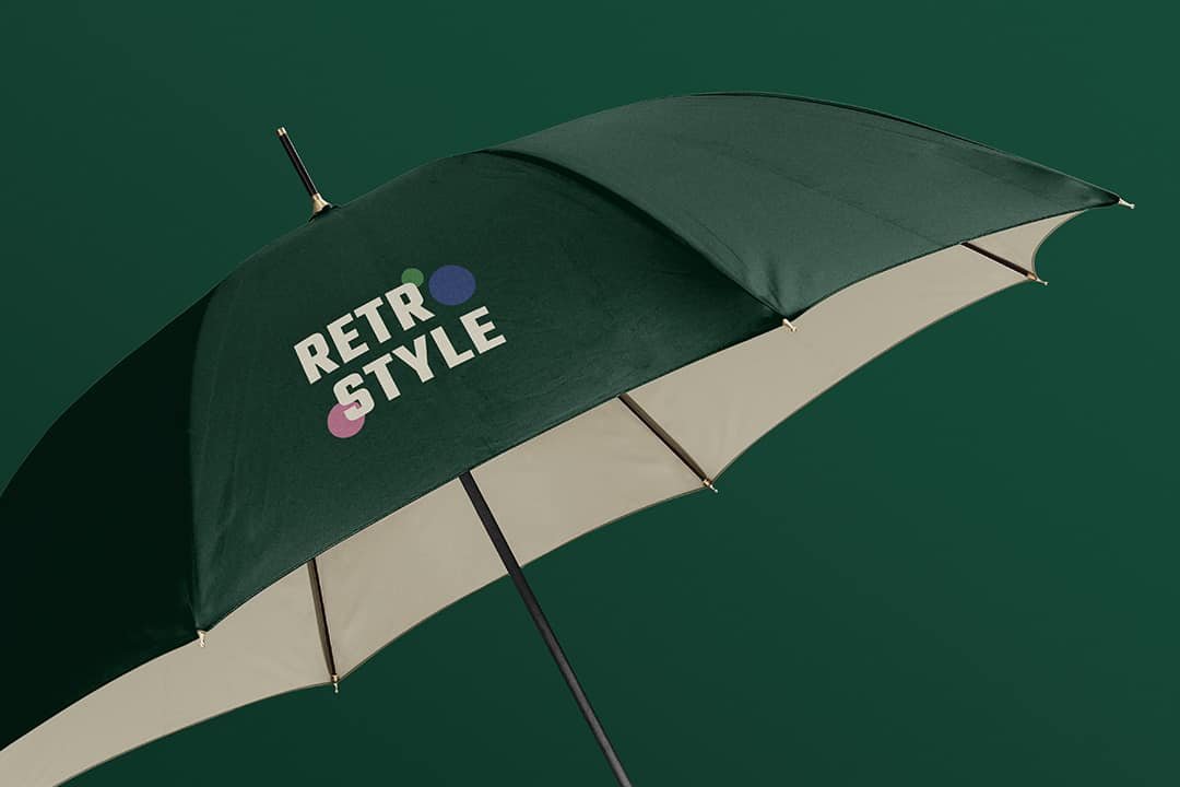 Green retro style umbrella mockup