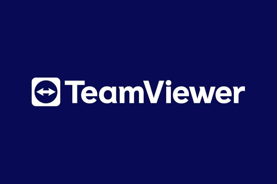 White TeamViewer logo with a dark blue background